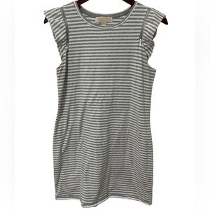 Michael Kors Women’s Medium Gray White Striped Dress w/ Silver Zippers